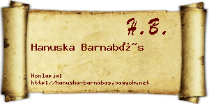 Hanuska Barnabás névjegykártya